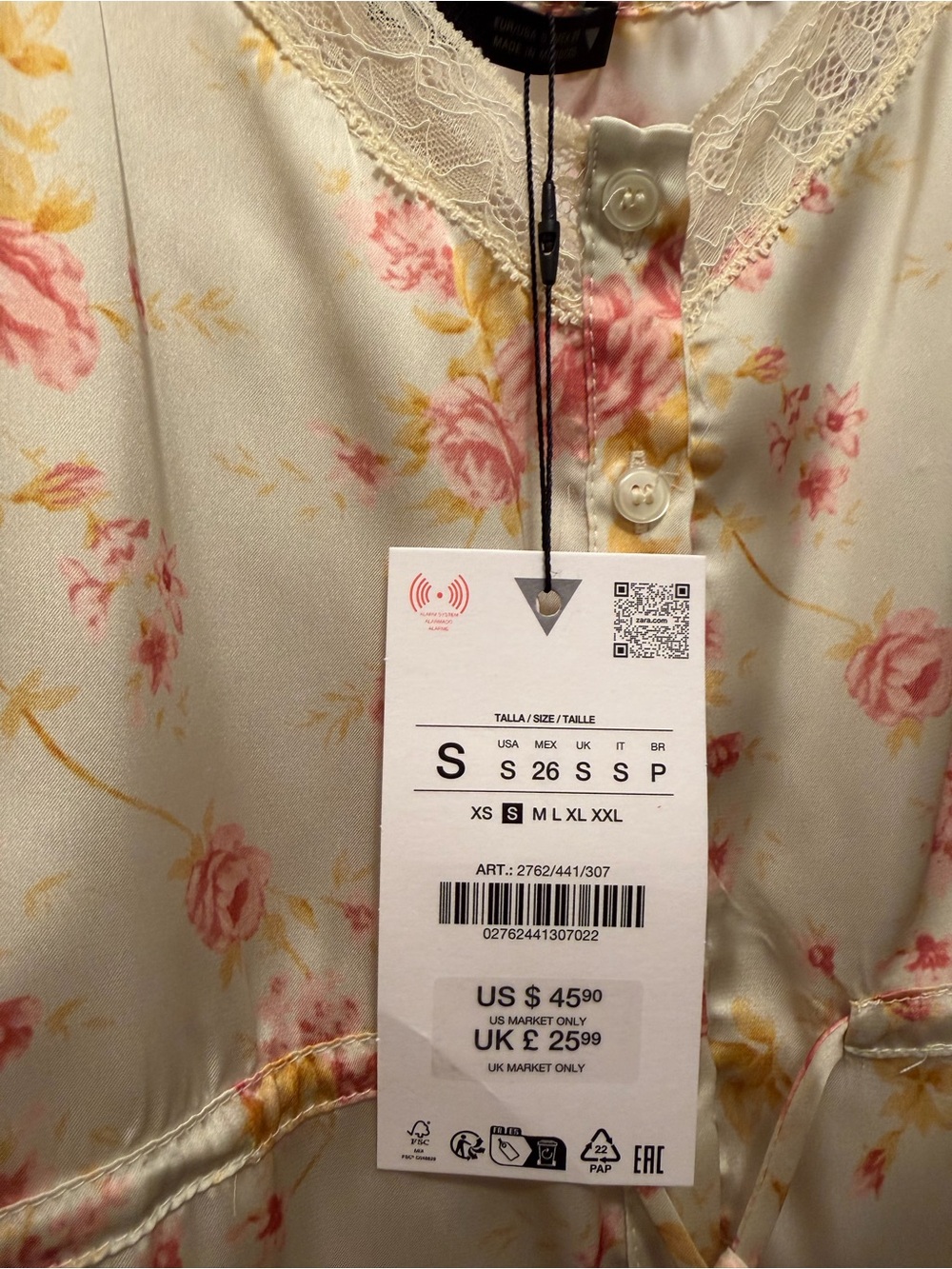 Zara Floral Lace-Trim satin Cami Tank Top - NWT - Picture 3 of 3